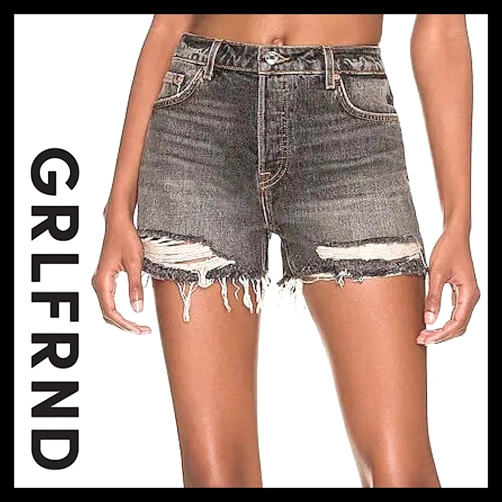 GRLFRND Helena High-Rise Cut-Off Premium Denim Shorts - Templin Size 24 NWT